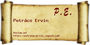 Petrács Ervin névjegykártya