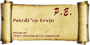 Petrács Ervin névjegykártya